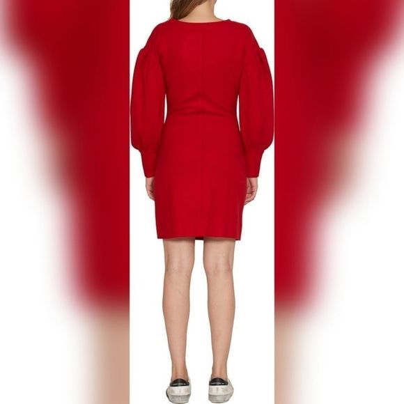Walter Baker Red Polly Puff Sleeve Dress Medium - Picture 2 of 3
